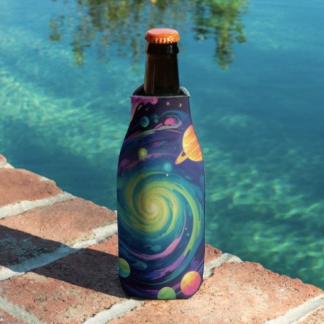Planetary Spin  Bottle Cooler (Space Bottle Cooler - insulated bottle cooler high-density material. Made in USA.)