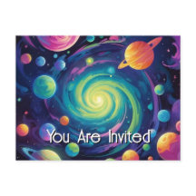 Planetary Spin  Invitation Postcard