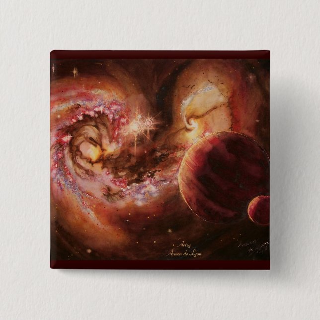Planetary System and Antennae Galaxies 15 Cm Square Badge (Front)