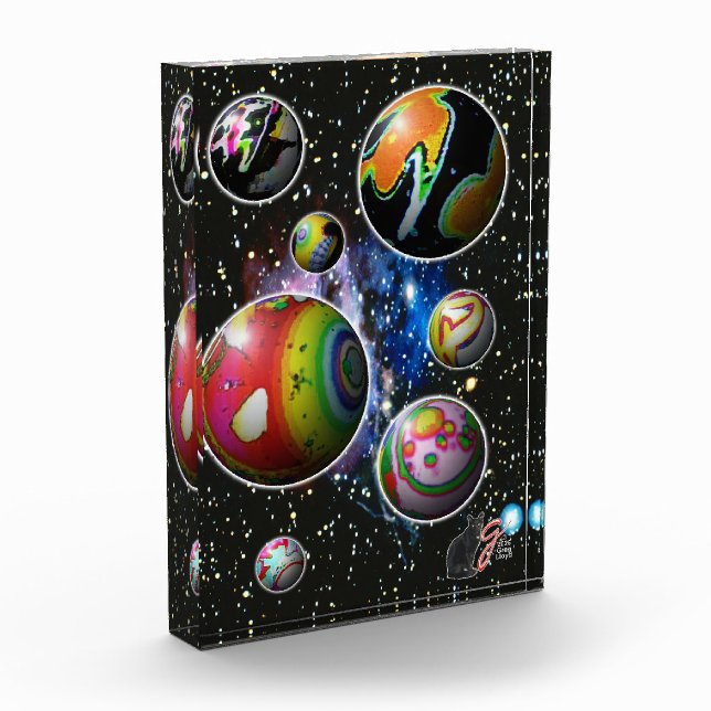 Planetoids Colour Illustration Acrylic Block (Left)