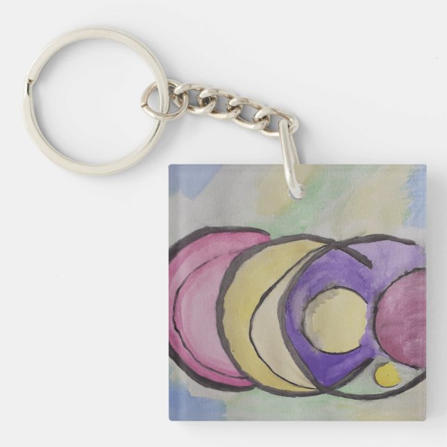 Planets Abstract Art Acrylic Key Ring (Front)