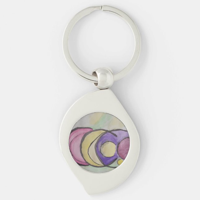Planets Abstract Art Metal Key Ring (Front)