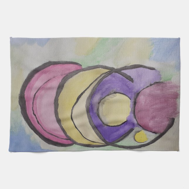 Planets Abstract Art Tea Towel (Horizontal)
