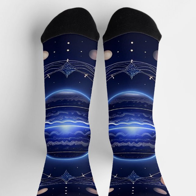 Planets Aligned in a Cosmic Glowing Space Socks (Top)