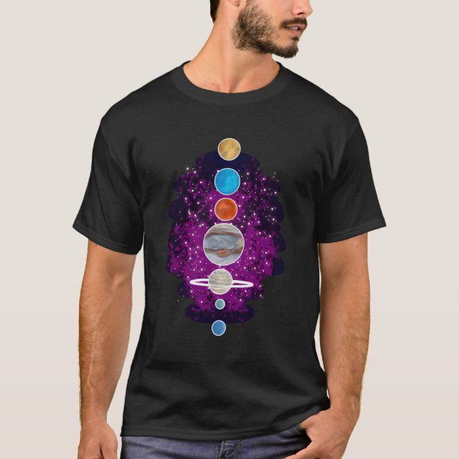 Planets Alignt Celestial Bodies Galaxy Space T-Shirt (Front)