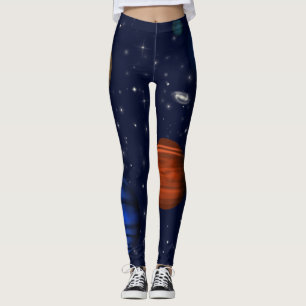 Planets and galaxies in space leggings