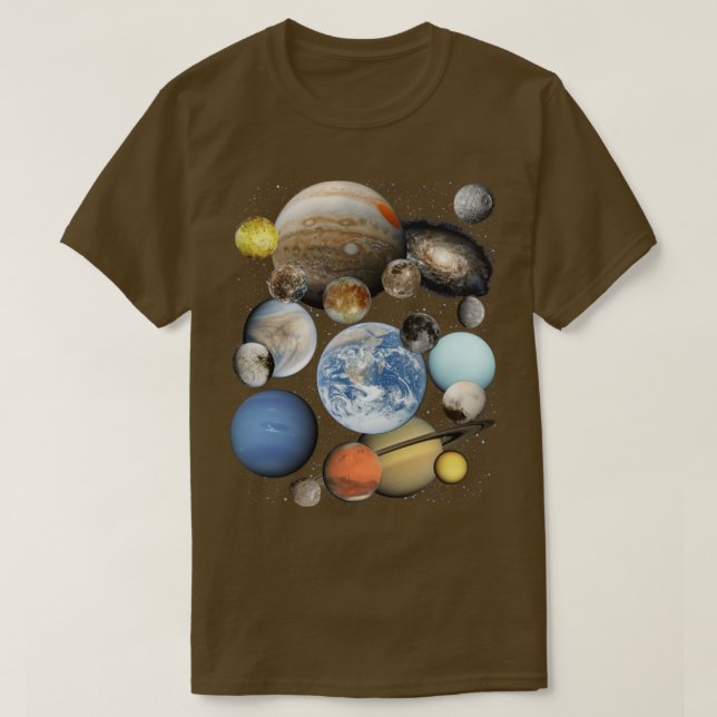 Planets and moons of the Solar System T-Shirt (Design Front)