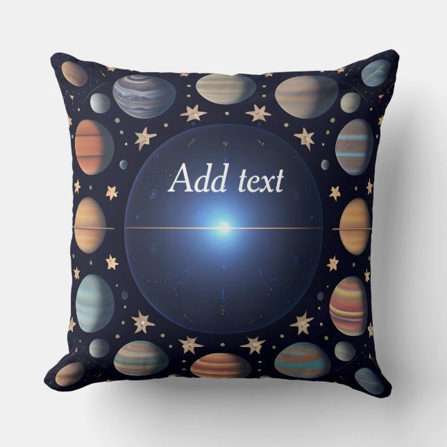 Planets and Stars in Cosmic Harmony Cushion (Front)
