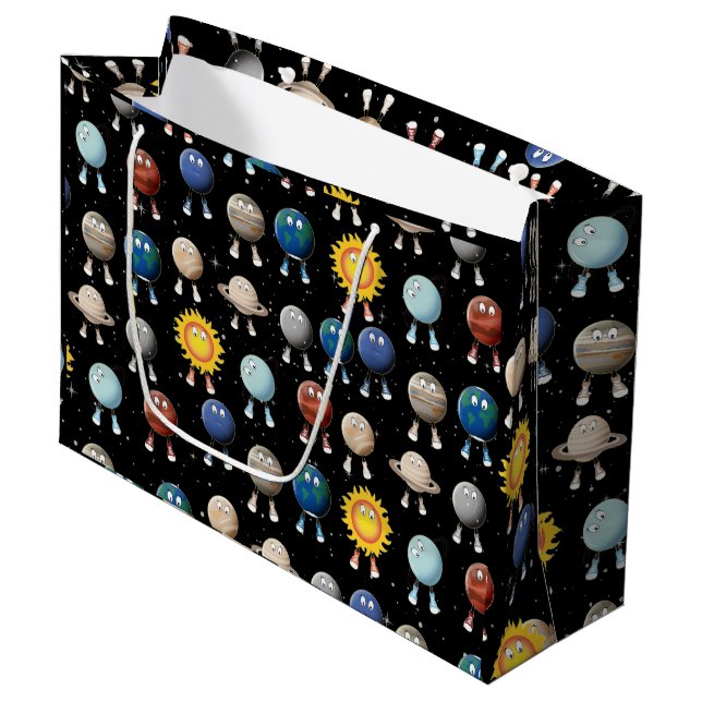 Planets and The Solar System Large Gift Bag (Front Angled)