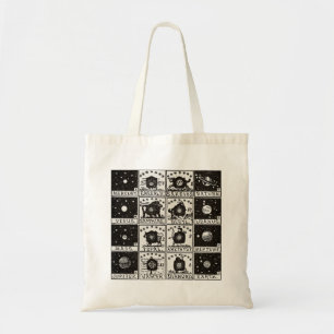 Planets and zodiac illustration tote bag