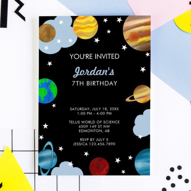 Planets Birthday Outer Space Galaxy Boys Party Invitation (Creator Uploaded)