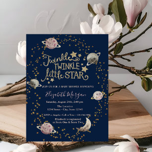 Planets,Gold StarsTwinkle Baby Shower Invitation