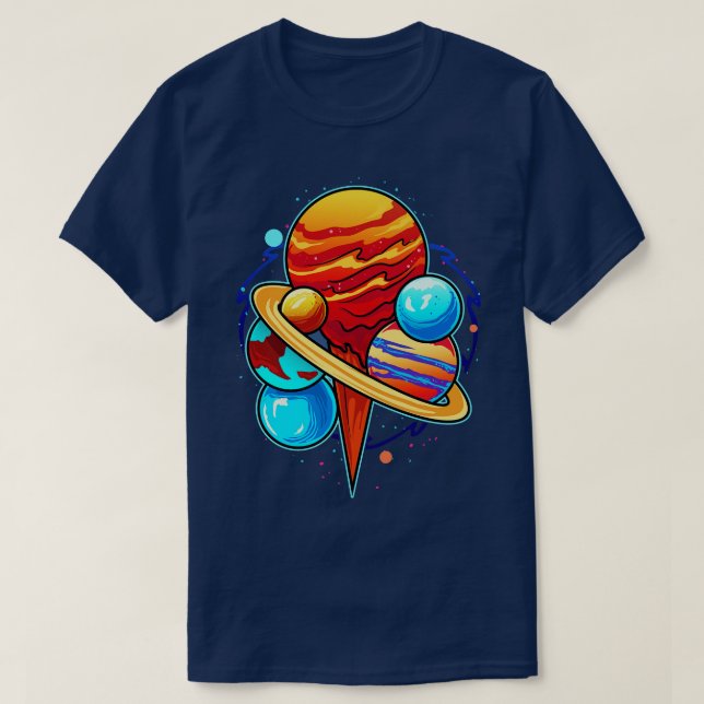 Planets Ice Cream Space Gifts Men Kids Women Funny T-Shirt (Design Front)