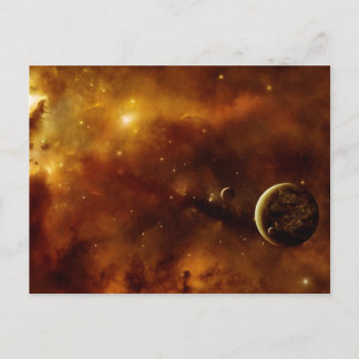 Planets in a nebula postcard