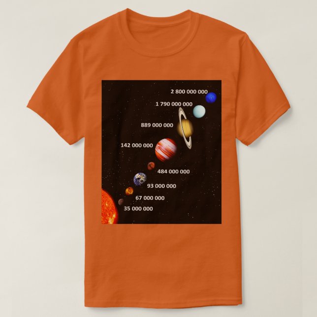 Planets in Order From the Sun  T-Shirt (Design Front)