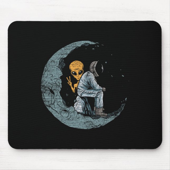 Planets Moon Spaceship Astronaut  Mouse Pad (Front)