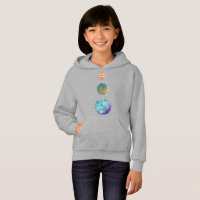 Planets of creation with cascades of water falling