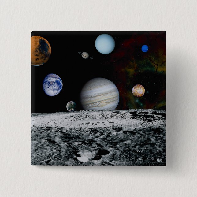 Planets of the Solar System 15 Cm Square Badge (Front)