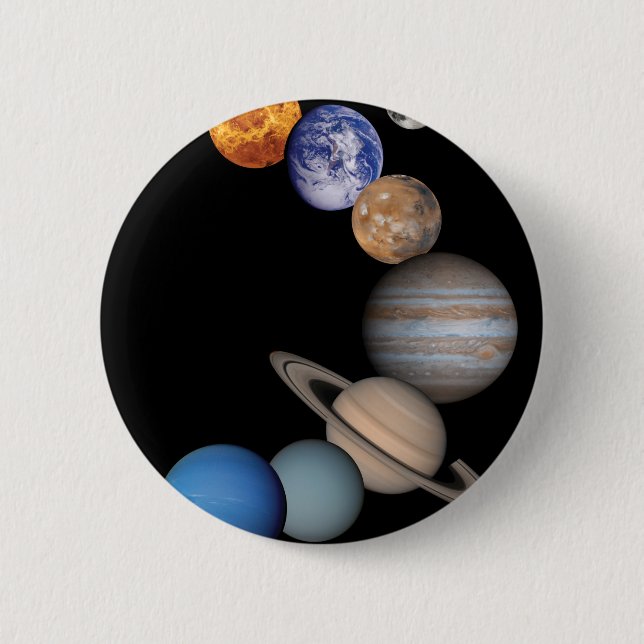 Planets of the solar system 6 cm round badge (Front)