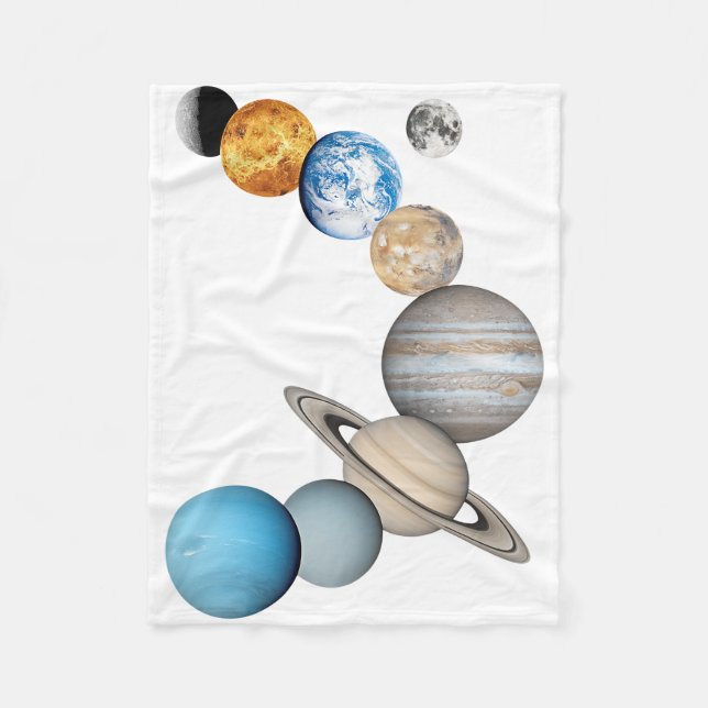 Planets of the solar system (Colour Changeable) Fleece Blanket (Front)
