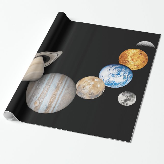 Planets of the solar system (Colour Changeable) Wrapping Paper (Unrolled)