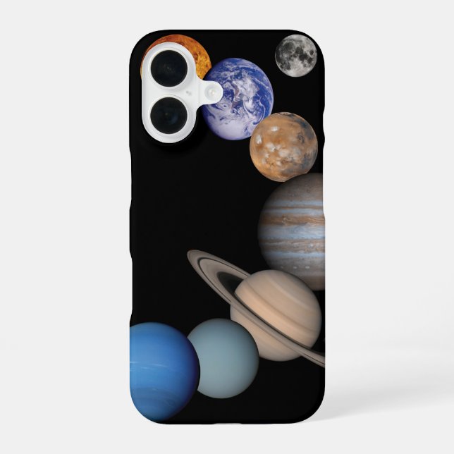 Planets of the solar system iPhone 16 case (Back)
