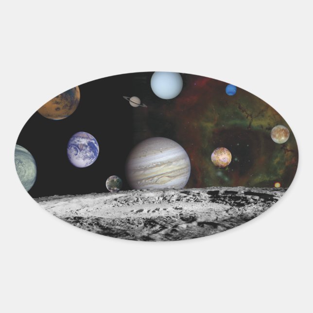 Planets of the solar system oval sticker (Front)