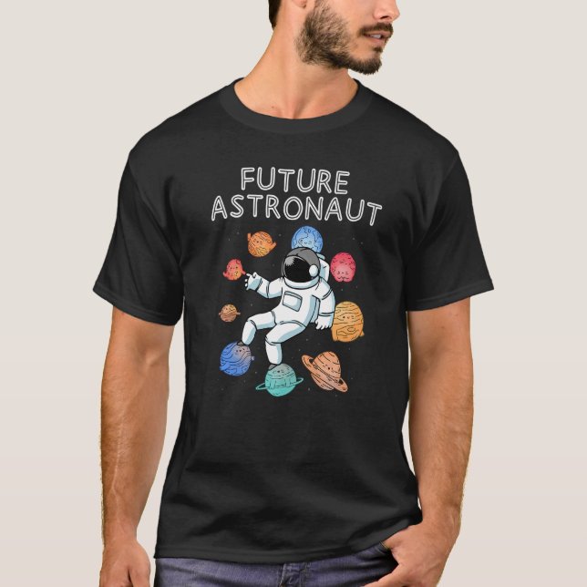 Planets Outer Space Junior Astronaut Galaxy Future T-Shirt (Front)