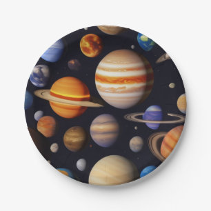 Planets Pattern Paper Plate