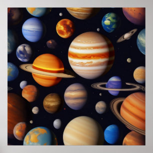 Planets Pattern Poster