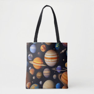 Planets Pattern Tote Bag
