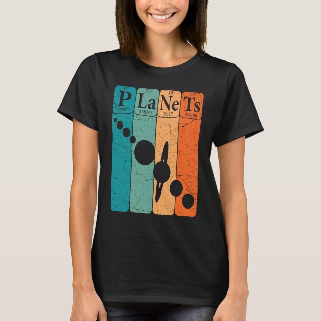 Planets Periodic Table Elements Solar System Plane T-Shirt (Front)