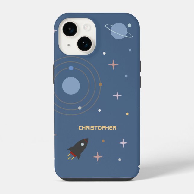 Planets & Rocket, Outer Space Phone Case (Back)