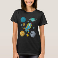 Planets Science Outer Space Rocket Cosmonaut Kids