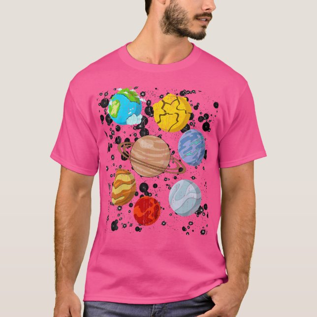 Planets Scientist Outer Space Universe Galaxy Astr T-Shirt (Front)