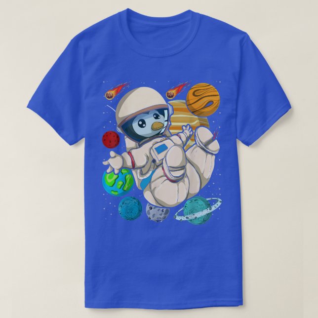 Planets Scientist Outer Space Zoo Animal Penguin A T-Shirt (Design Front)