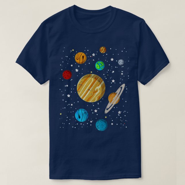 Planets Scientist Universe Astronomy Space Science T-Shirt (Design Front)
