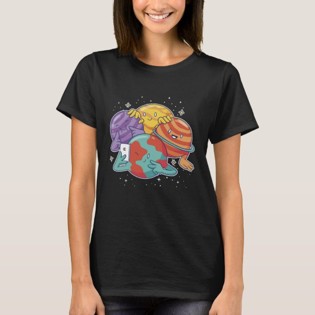 Planets selfie space  photo T-Shirt (Front)