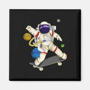 Planets Skateboarding Space Astronaut Magnet