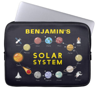 Planets Solar System Monogram Astronaut Kids Cool Laptop Sleeve