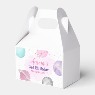 Planets Space Pink Birthday Favour Box Gable Box 