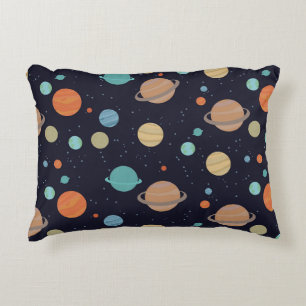 Planets, stars, galaxy decorative cushion