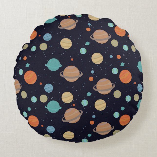 Planets, stars, galaxy round cushion (Front)