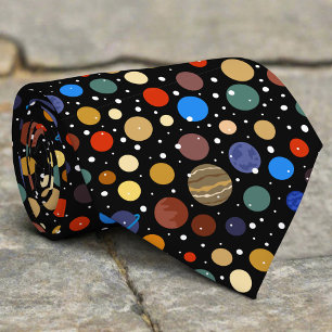 Planets Stars Moon Night Pattern Seamless  Tie