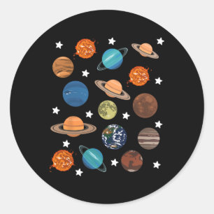 Planets Stars Moon Solar System Costume Halloween Classic Round Sticker