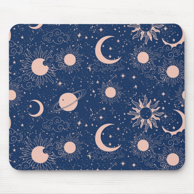 Planets & Stars Pattern Mouse Pad (Front)