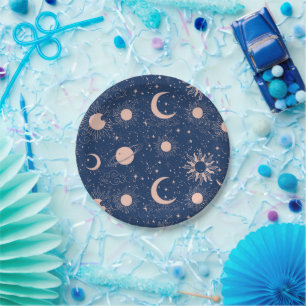 Planets & Stars Pattern Paper Plate