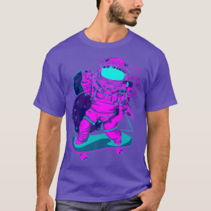 Planets Synthwave Vaporwave Art Skateboarding Astr T-Shirt