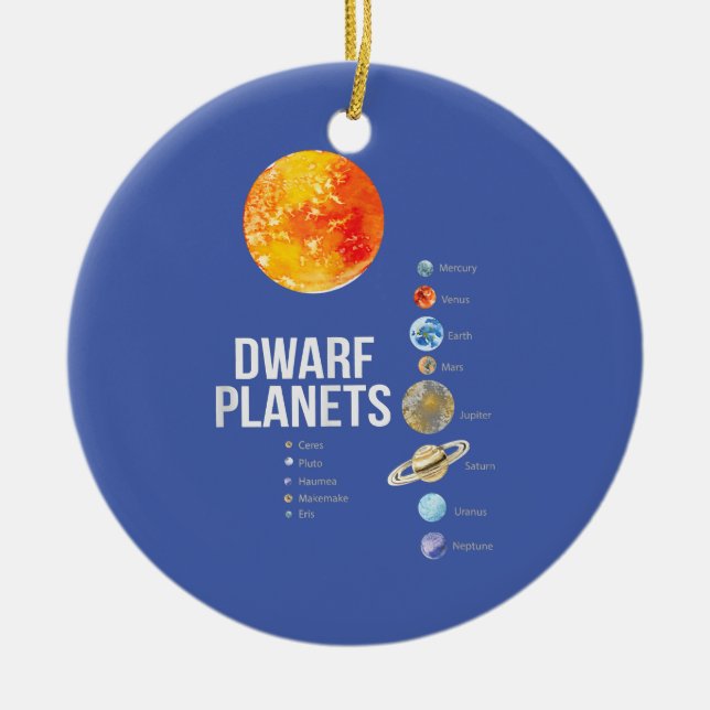 Planets T-Shirt Solar System Ceramic Tree Decoration (Front)
