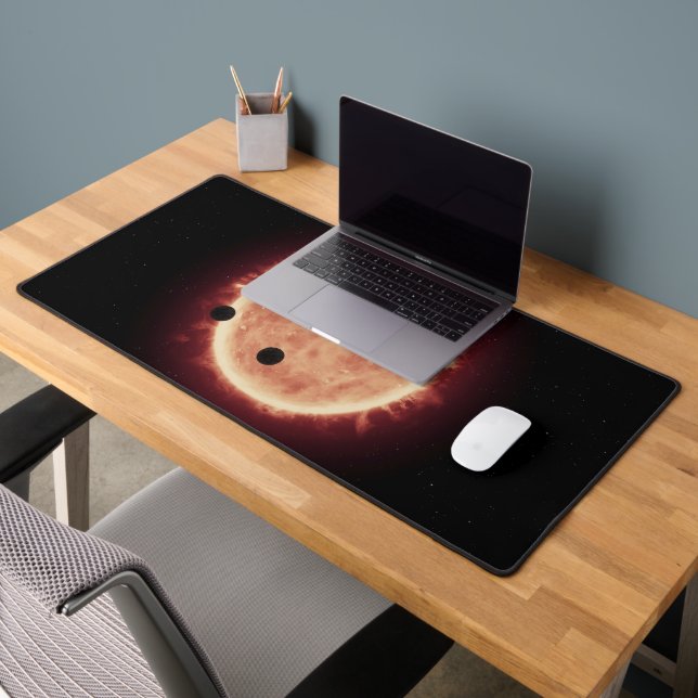 Planets Transiting Red Dwarf Star In Trappist-1 Desk Mat (Office 2)